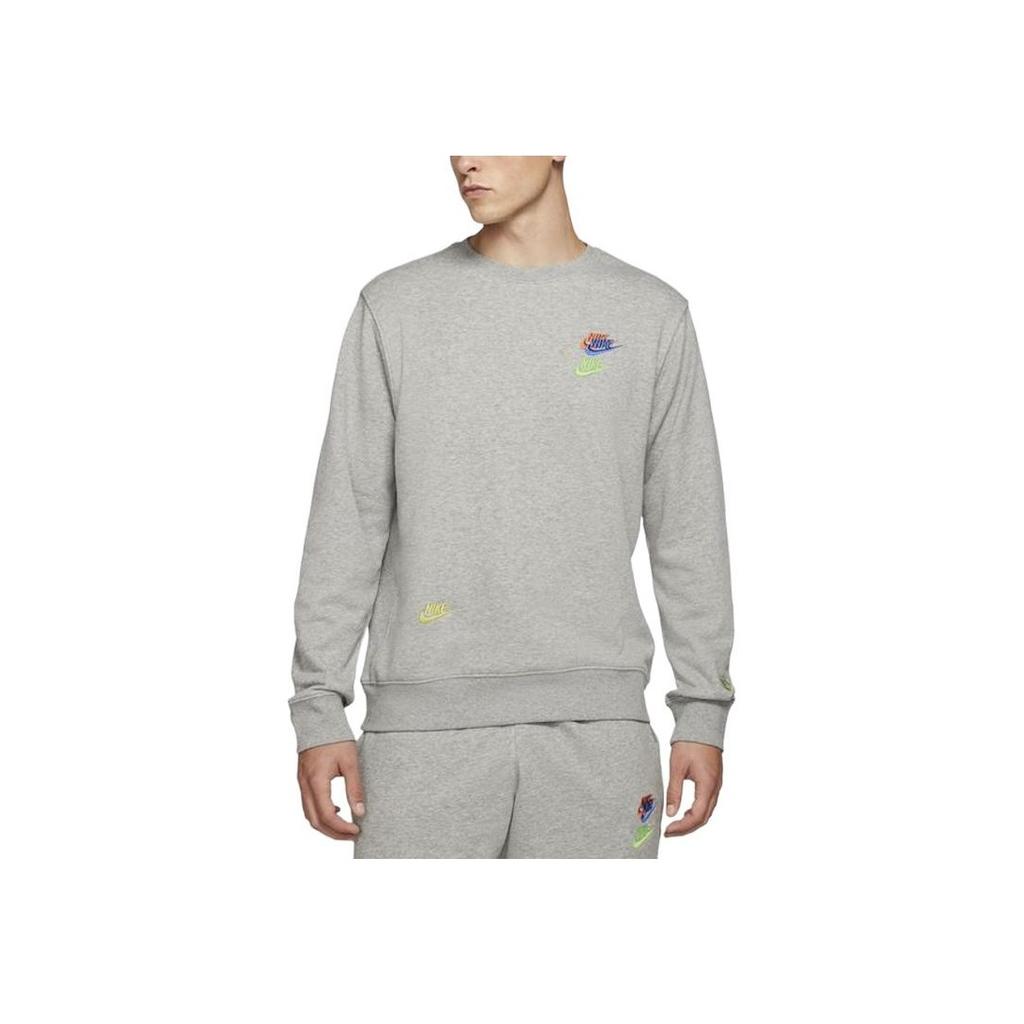 Nike Contrast Logo Crew Neck Pullover Sweatshirt Men Sweatshirt Grey DJ6915-063