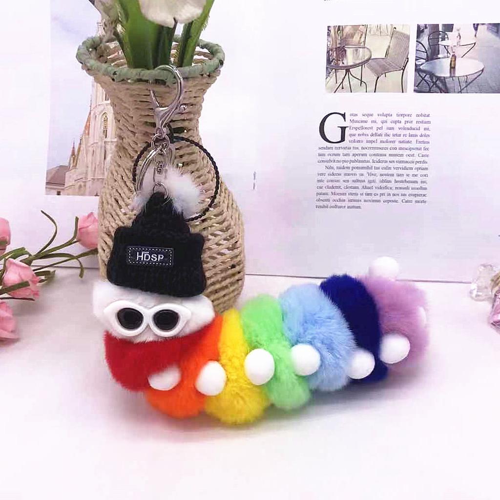 Кролик Рекс красочная гусеница плюшевая сумка кулон брелок креативный милый женский норковый ювелирный подарок