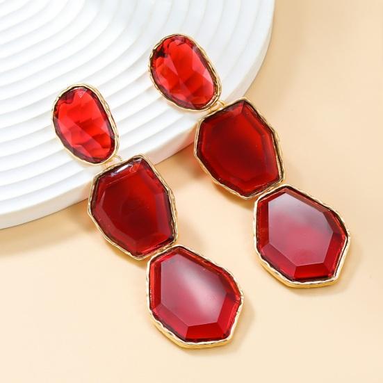 1 пара женских длинных сережек из смолы неправильной геометрической формы, висячие многослойные гладкие гальванические серьги