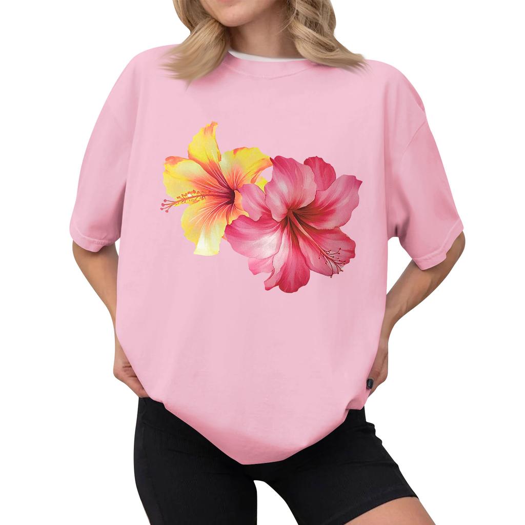 Женская повседневная футболка с принтом, пуловер с круглым вырезом, топ с короткими рукавами