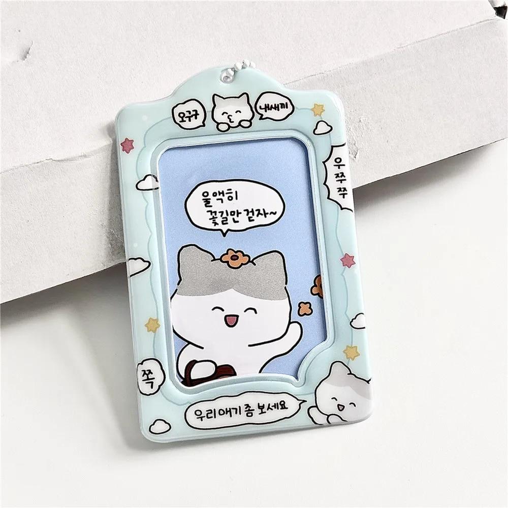 Милое мультяшное животное в Корейском стиле, диалоговое окно, рукав для карт, полупрозрачный 3-дюймовый фото Kpop Star, памятная карточка, держатель для карт