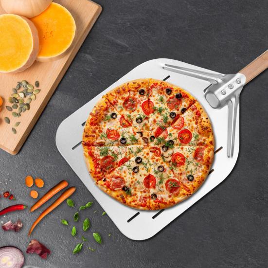 Hollow Pizza Peel Long Handle Pizza Shovel Large Surface Stainless Steel 12-inch Pizza