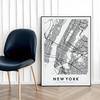 Постер Нью-Йорк план города карта в черной раме