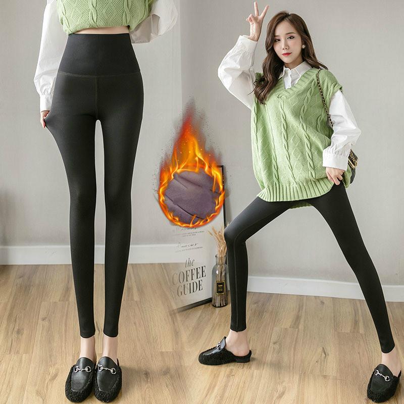 Осенне-зимние женские плюшевые теплые брюки больших размеров, модные высокоэластичные леггинсы