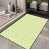 Lime Green Woven Stripe Bath Mat Fresh Geometric Lattice Pattern Non-Slip Quick Dry Floor Rug