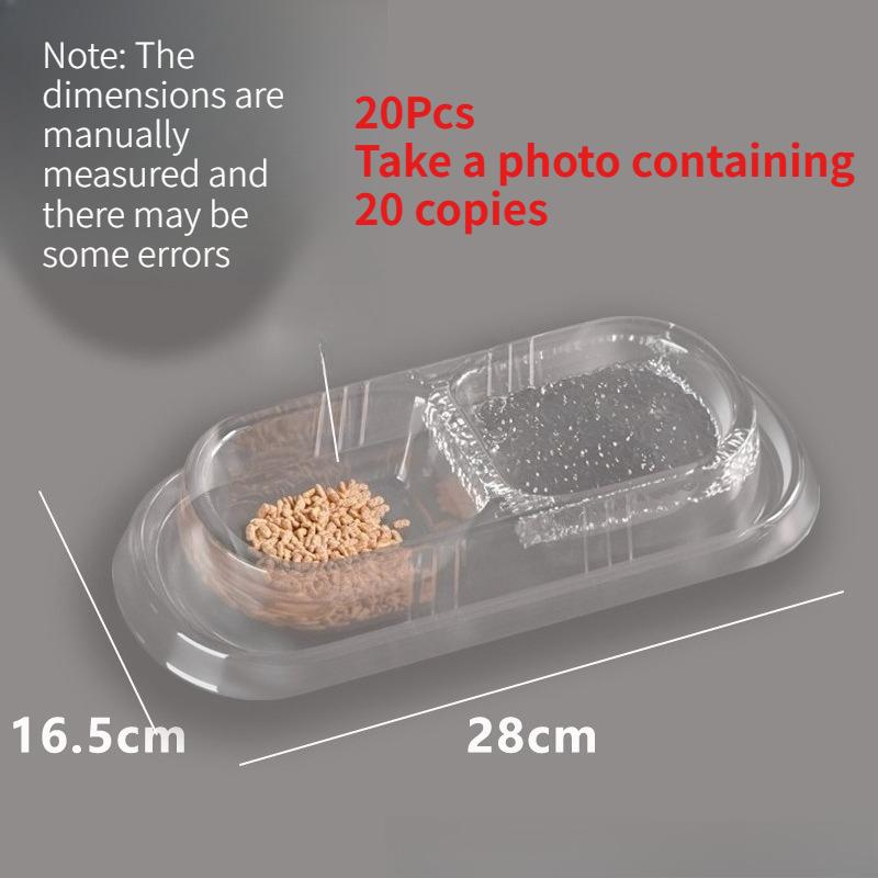 20Pcs Disposable Ant-proof Cat Double Compartment Feeding Bowl No-wash Travel Food Water Bowl for Stray CatsPet Feeder Tray