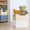 Wooden Storage Box Model 4 - Handles - White and Natural Wood - 33 X 33 X 37 Cm