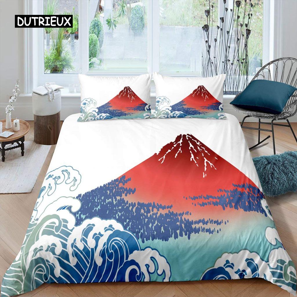 Набор пододеяльников в японском стиле для девочек, полиэстеровое крепление, пододеяльник Fuji, пододеяльник с цветком вишни, чернилами, ручная роспись