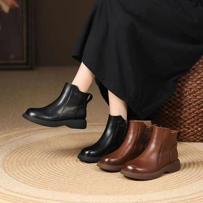 Осень и зима ретро мягкая кожа ботинки Мартин ботинки для девочек короткие ботинки универсальные плоский каблук Челси женская обувь ботинки