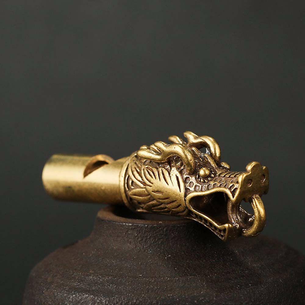 Women Survival Keychain Dragon Head Brass Car Pendants Whistle Outdoor Survival Tools Keys Chain