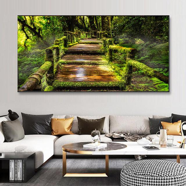 Холст с изображением восхода леса, современные постеры с природными пейзажами и принтами, настенные художественные картины для гостиной, домашний декор, без рамки