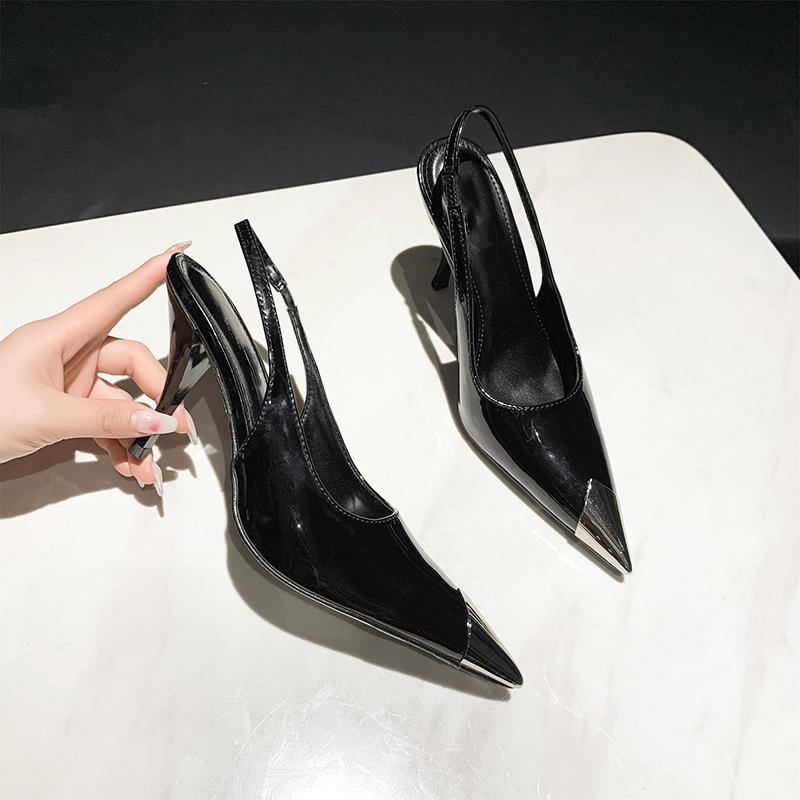 Новые Популярные Уличный Стиль Остроносые Женские Туфли-Лодочки Слингбэки Тонкий Высокий Каблук Элегантные Туфли Стриптизерши для Выпускного Вечера Женские Сандалии Обувь