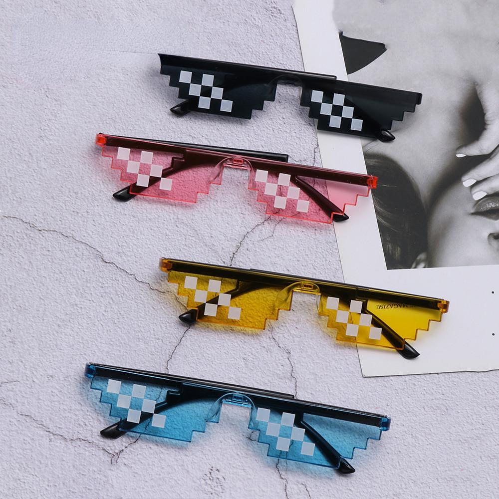 NEW Design Funny Mosaic Sunglasses Thug Life Sun Glasses Pixel Black Retro Gamer Robot Sunglasses Birthday Party Cosplay Favors AVE