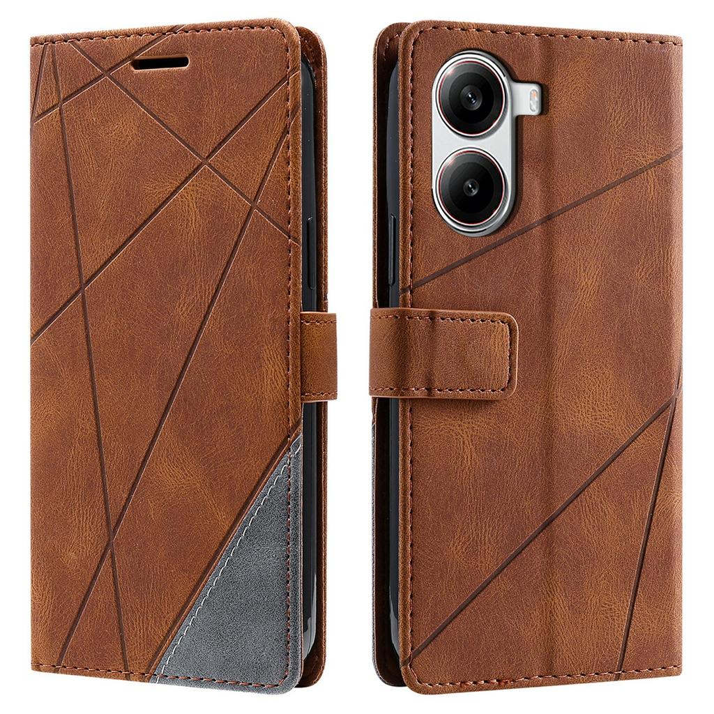 Для Xiaomi Redmi Turbo 4 5G/Poco X7 Pro 5G Чехол с тиснеными линиями, из ПУ кожи, с отделкой, кошелек, чехол для телефона