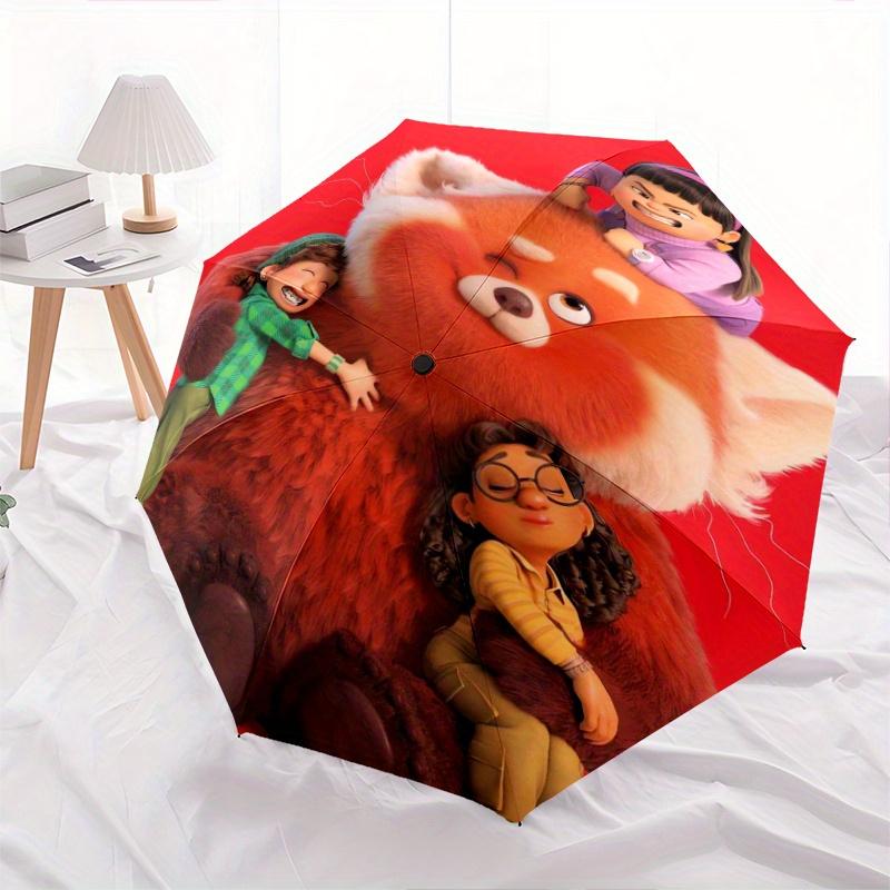 Turning Red Automatic Opening and Closing Umbrella, Lightweight 3-Fold, With Cute Cartoon Characters, Suitable for Home, Outdoor and Daily U