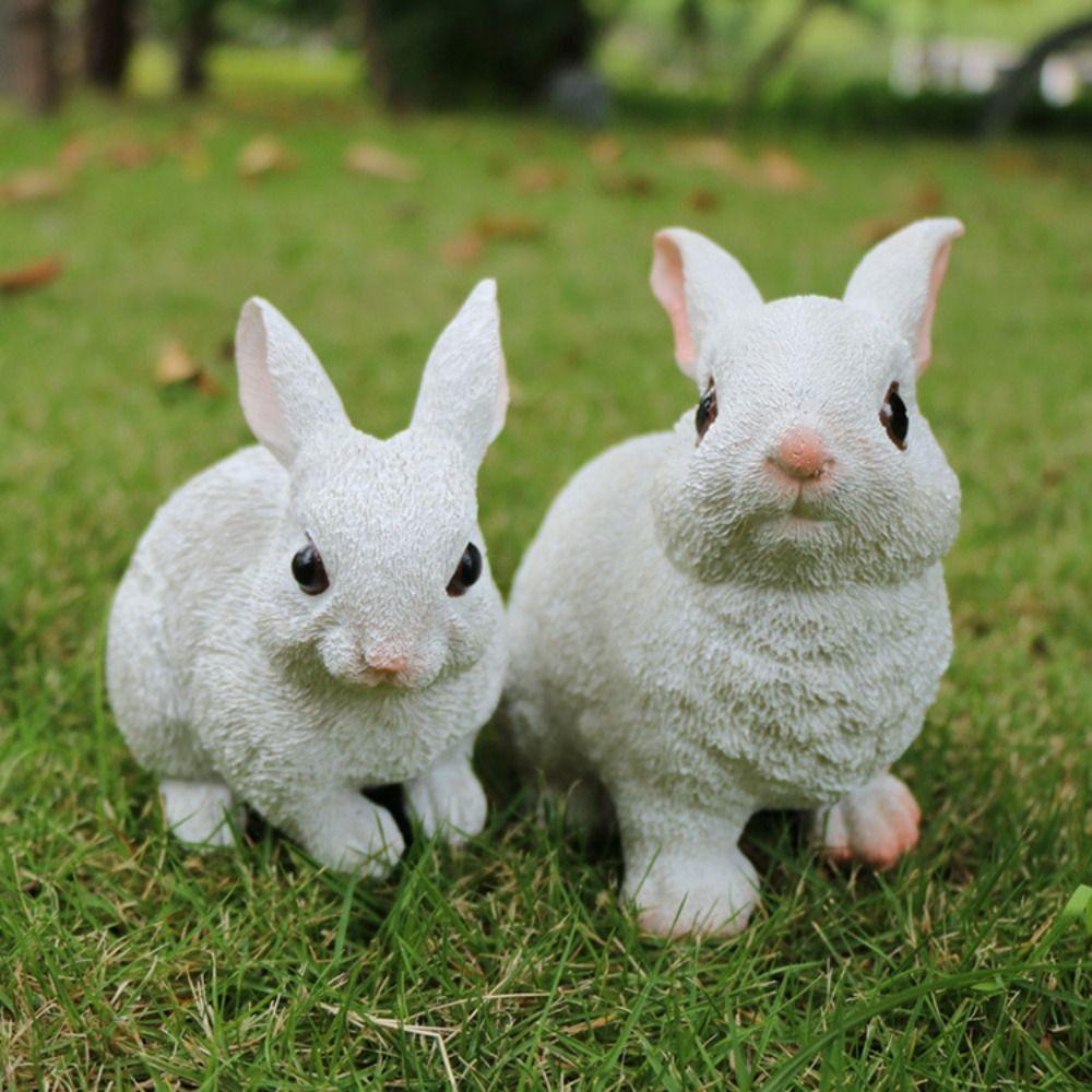 3pcs Cute Bunny Figurines Lovely Miniature Rabbit Statue Crafts Animal Sculptures Cabinet