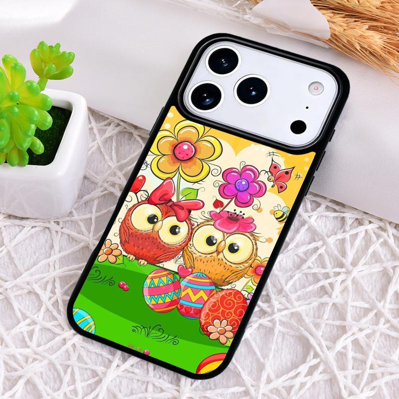 Милый Мультяшный Чехол-Сова для iPhone 17 Air 16 15 11 12 14 13 Pro Max Ударопрочный Чехол