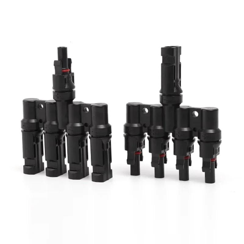 1/5/20/100 Pcs Photovoltaic Solar T Connector T-Type 2/3/4/5 Branch Male And Female Battery Module Panel PV Plug wire