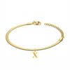 Punk 3mm Flat Snake Chain Bracelet Female Gold Color Stainless Steel Alphabet Initial Letter Charm Bracelet for Women Jewelry