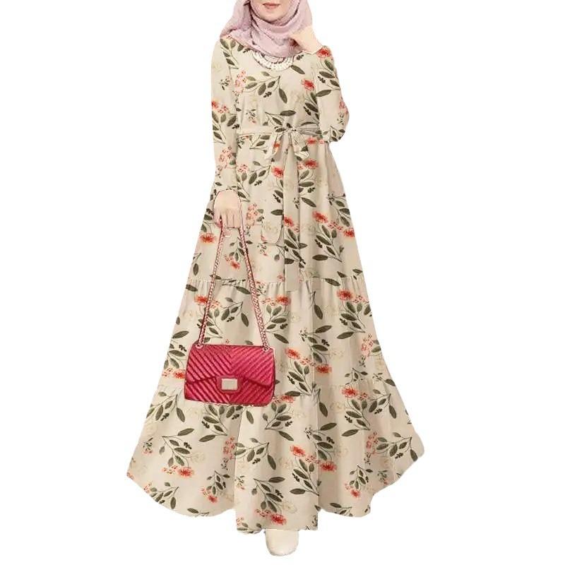 Мусульманский хиджаб, длинное платье с длинным рукавом, платья с принтом, женские абайи, Дубай, Абая, Рамадан, Турция, скромный арабский кафтан, халат