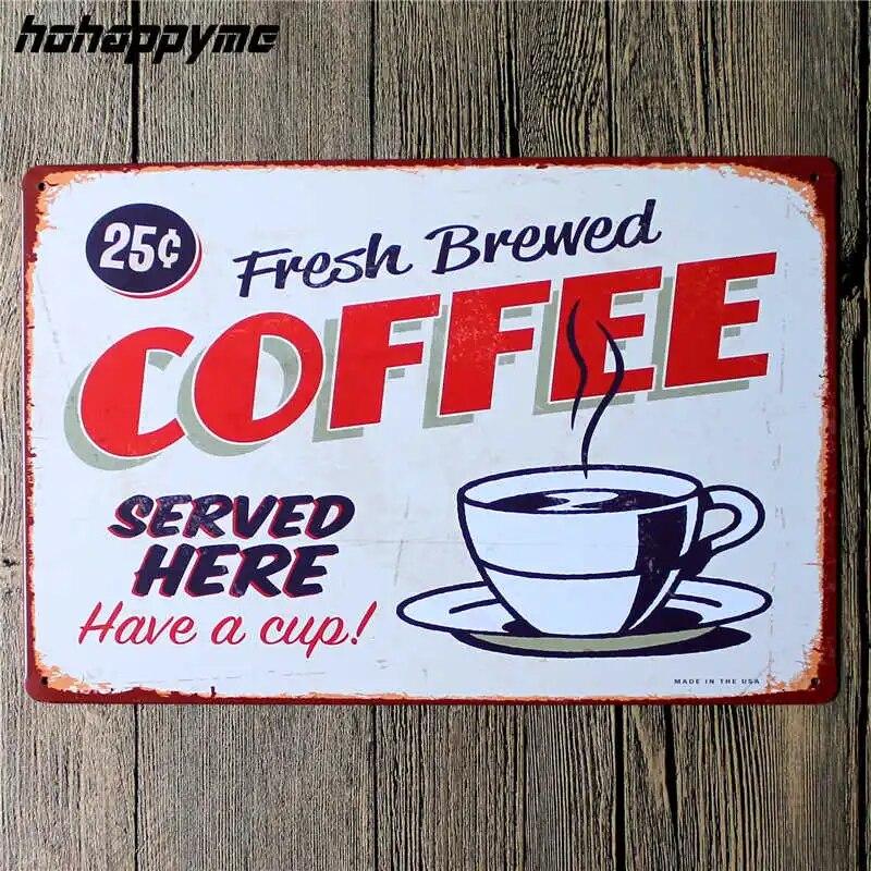 Coffee Menu Metal Plaque Signs House Art License Poster Home Decoration License Plate Tin Wall Decor 20*30 CM