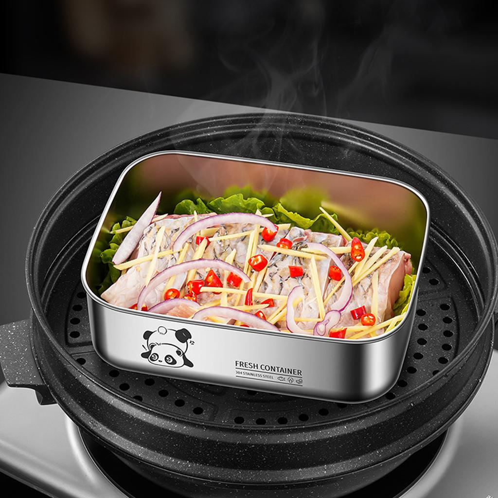 Большая емкость для хранения продуктов из нержавеющей стали, герметичный ланч-бокс с крышкой, металлический контейнер для хранения продуктов для дома и офиса