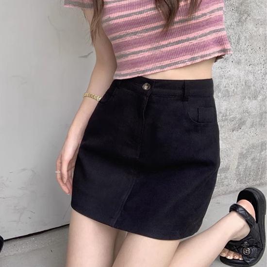 Юбка средней длины, летний студенческий стиль работы, завернутые ягодицы, высокая талия, короткая юбка-трапеция, модная женская одежда