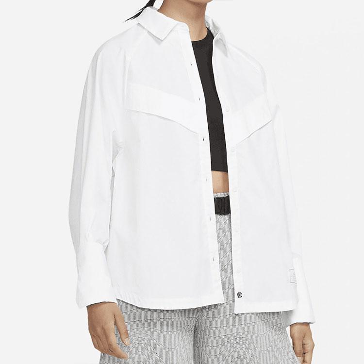 Nike Nsw Icon Clash тканая спортивная рубашка с длинным рукавом женские топы белые DD5051-100