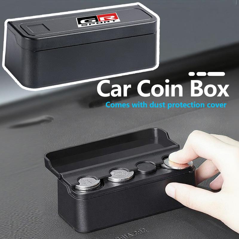 For Toyota Car Small Coins Holder Storage Box Coin Collectible Case Creative Central Armrest Box Wallet Crown GR Corolla YARIS