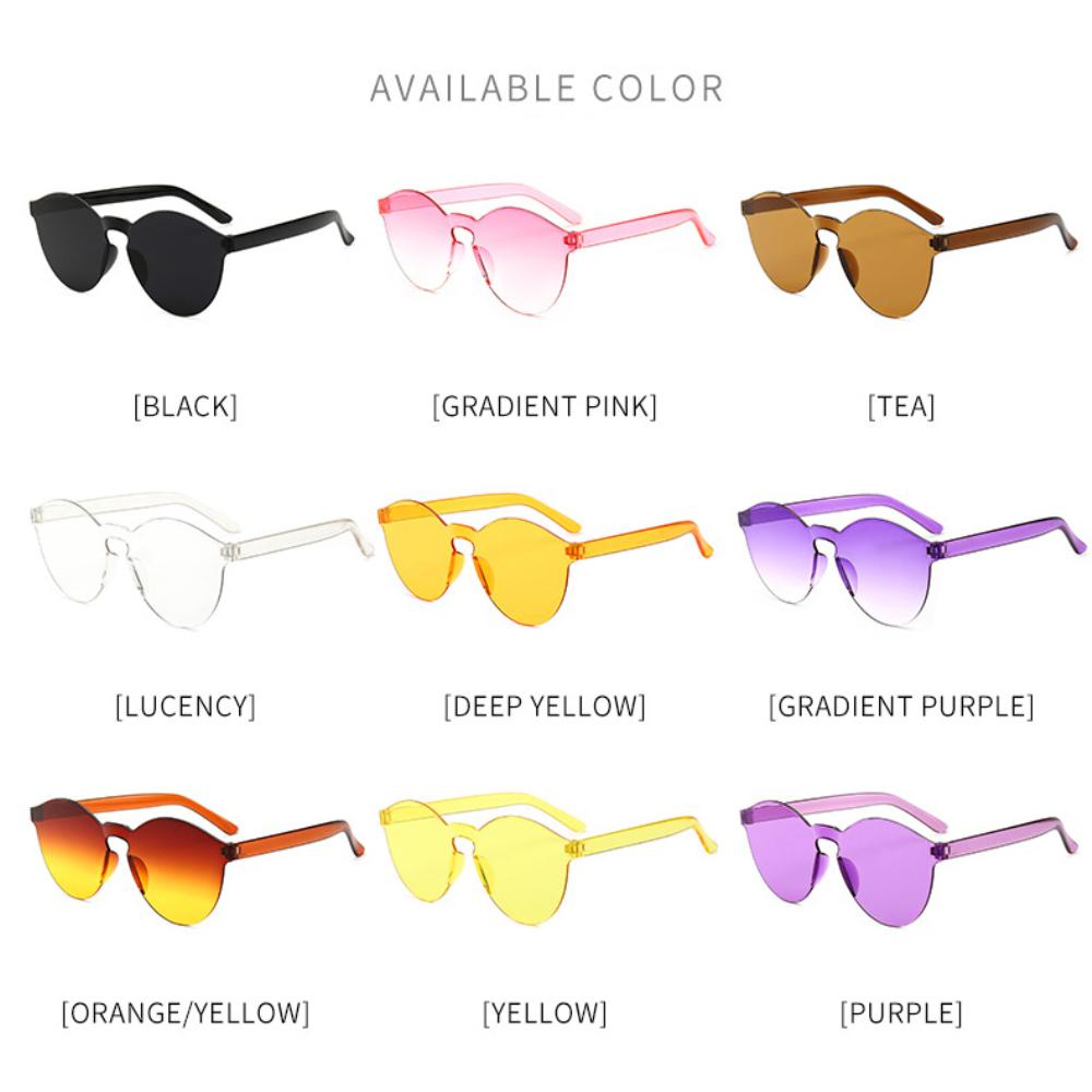 Модные женские солнцезащитные очки с кошачьими ушками, безрамные желе, прозрачные очки, универсальные очки в стиле ретро, ​​очки ярких цветов