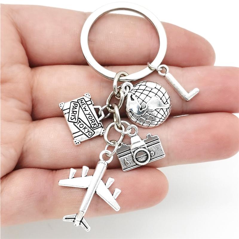 26 Букв Самолет Брелок Подвеска Самолет Брелок Земля Камера Шарм Брелок Лучшие Друзья Путешествия Ювелирные Изделия Подарки