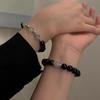 Black Obsidian Magnetic Bracelets Set - Minimalist Design for Couples and Best Friends
