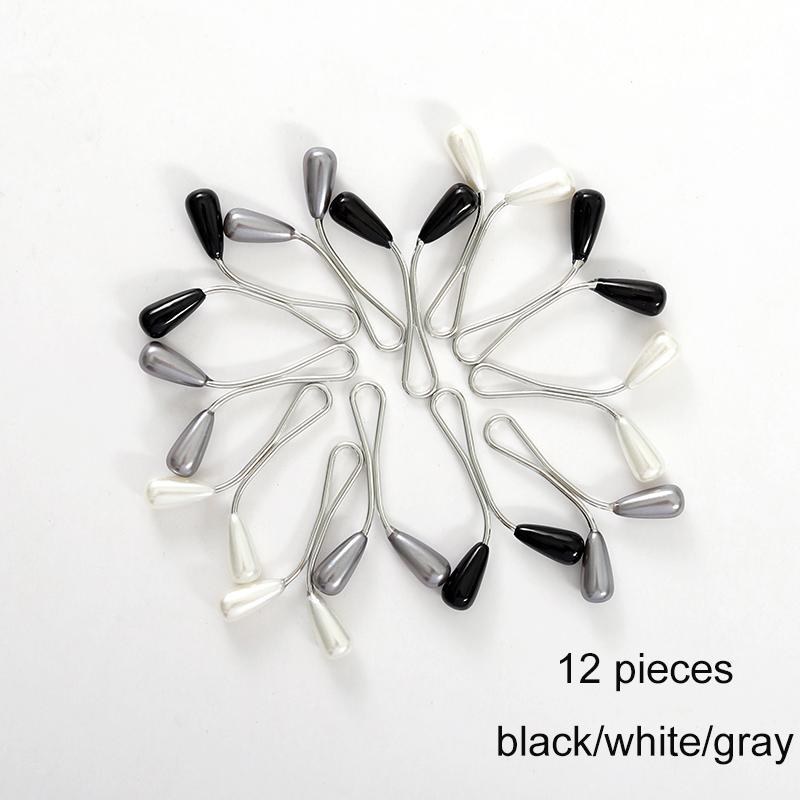 12pcs/lot Anti Slip Brooch Headscarf Shawl Scarf Lady Muslim Fixed Pins Scarf Hijab Clips Pearl Stylish Brooch for Women