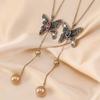 2020 Light Luxury Micro-Inlaid Butterfly Sweater Chain Women'S Same Temperament Long Necklace Pendant