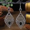 1 Pair Drop Earrings Ethnic Style Fashion Jewelry Alloy Hollowed-out Waterdrop Women Earrings for Date