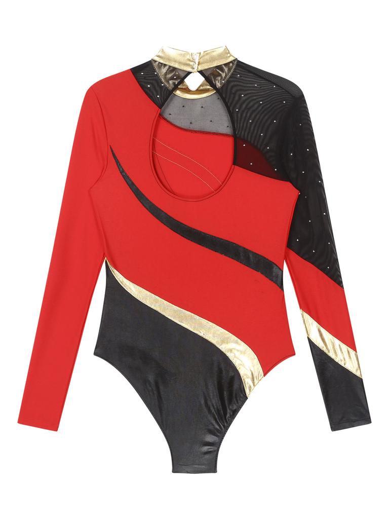 Боди с длинными рукавами, гимнастический костюм для фигурного катания, спортивный комбинезон, спортивная одежда, балетный костюм для фигурного катания, танцевальный костюм