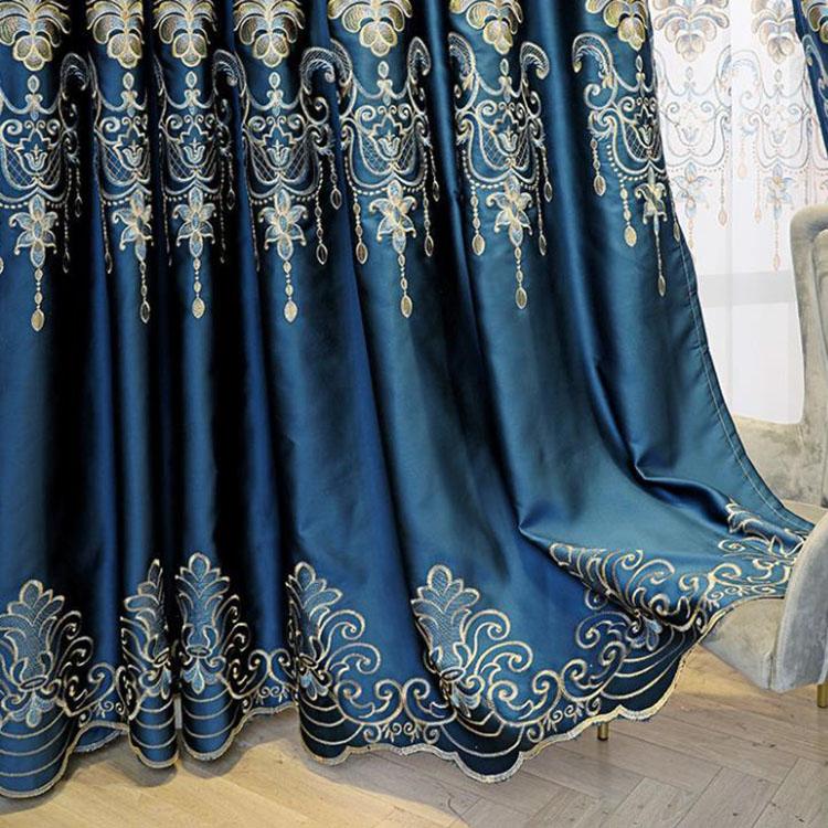 Full Blackout Curtains Embroidered Curtains Living Room Bedroom Balcony Soundproof Sunshade Bay Window European Curtain Rod