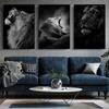 Nordic Modern Art Animal Canvas Painting Black and White Lion Poster Office Wall Painting Living Room Home Decoration Mural No Frame