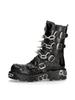 New Men's Punk Motorcycle Boots Metal Thick Heel Goth Skull Buckle Mid- Calf Combat Boots Zipper Round Toe Women Western Boots