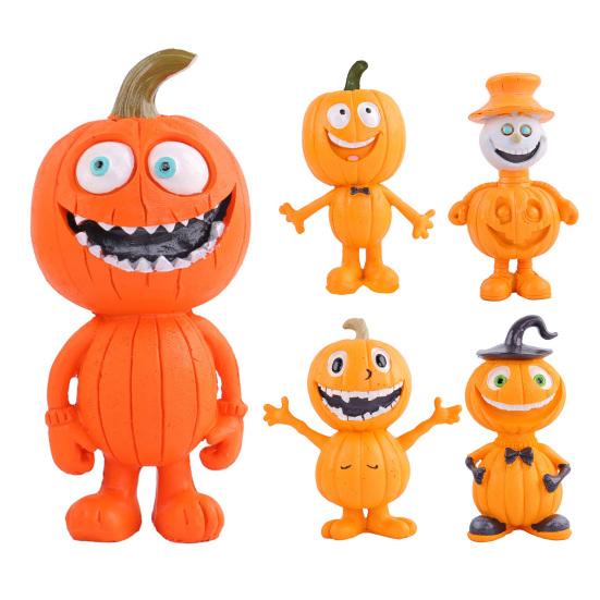 Pumpkin Man Figurine Halloween Pumpkin Decoration Resin Spooky Pumpkin Sculpture for Outdoor Indoor Table Mantel Decoration