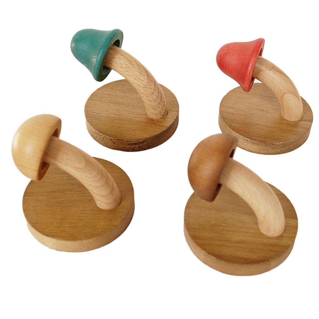 Wooden Mushroom Wall Hooks Space Saving Decorative Storage Rack Aesthetic Room Decor