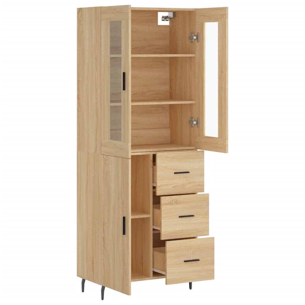Highboard in Sonoma Oak Finish 69.5 x 34 x 180 cm Engineered Wood