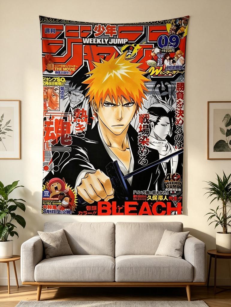 Аниме Фигурка Bleach Настенный гобелен Арт-печать Японский настенный гобелен Аниме Настенное украшение Декор для дома