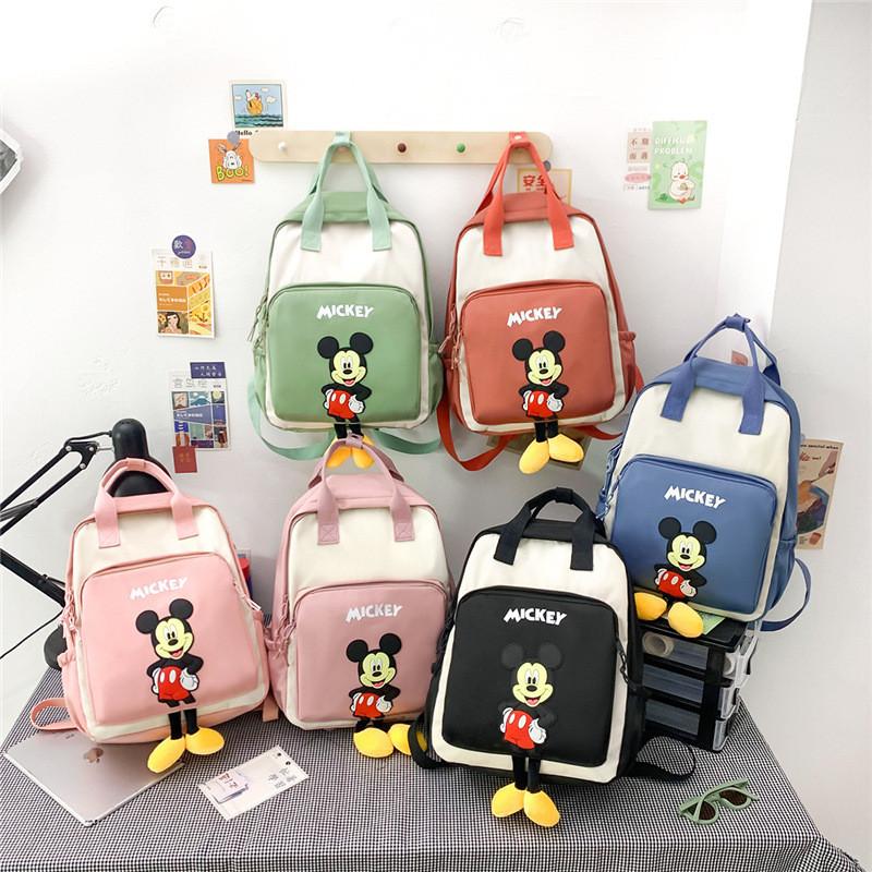 Disney Mickey Design Color Blocked Children Backpack For Kindergarten And Elementary Kids