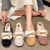 Cotton Shoes for Women's Winter Wear 2025 New Bow Soft Sole Casual Velvet Warm One Pedal Love Bean Shoes