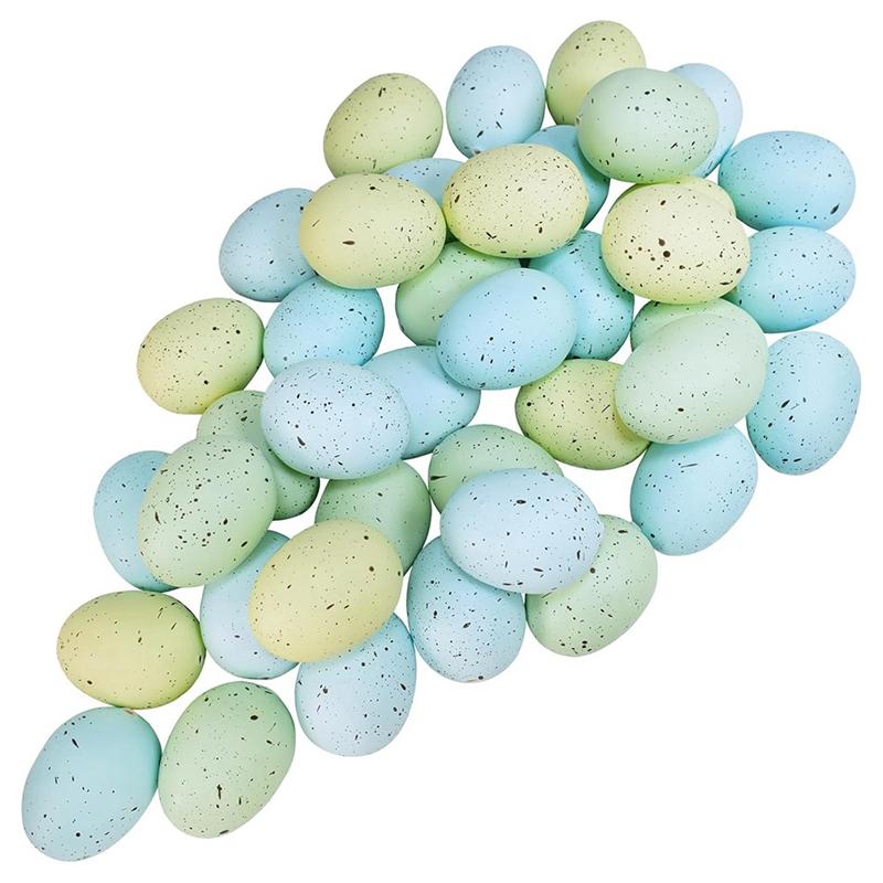 Хорошие-40 шт. Пасхальные яйца Искусственные крапчатые пенопластовые яйца Пастельные зеленые синие Декоративные яйца 2,1 дюйма Для нейтрального пасхального украшения стола