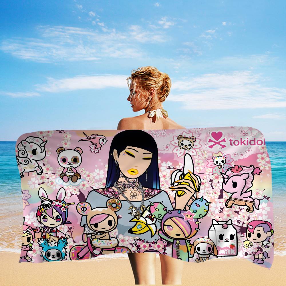 Япония Tokidoki Пляжное полотенце Цветные банные полотенца для девочки Микрофибра Быстросохнущие Индивидуальные Без песка Пляж Йога Спа Тренажерный зал Бассейн