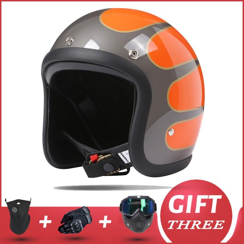 Lightweight Retro Cruiser Motorcycle Helmet Men Women Full Face DOT Approved Vintage Style