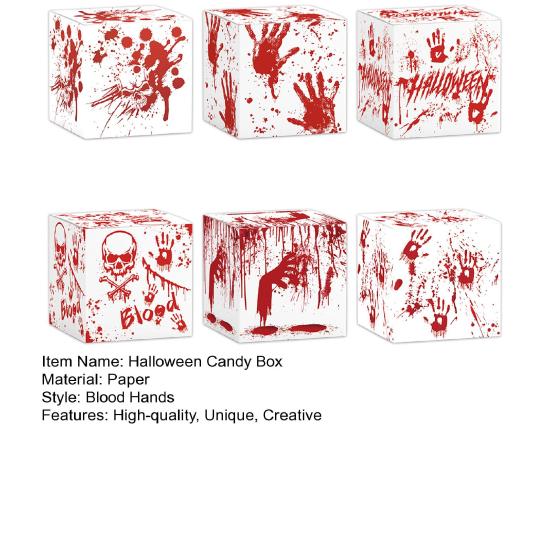 6/12/18 Pcs Halloween Candy Box Blood Hand Design Trick or Treat Boxes Halloween Cookies Goodie Holder for Kids Halloween Party Decoration