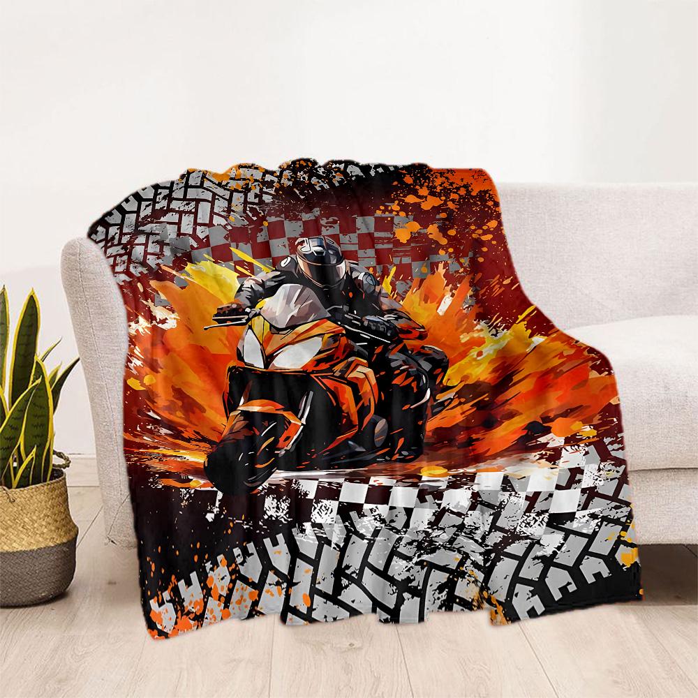 Motocross Adventure Sport Flannel Blanket - Soft and Suitable for Sofas, Beds, Offices, Travel, All Seasons, and The Best Gift for The Holidays.